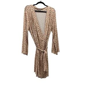 New Pink Lily Blush Leopard Robe Size L